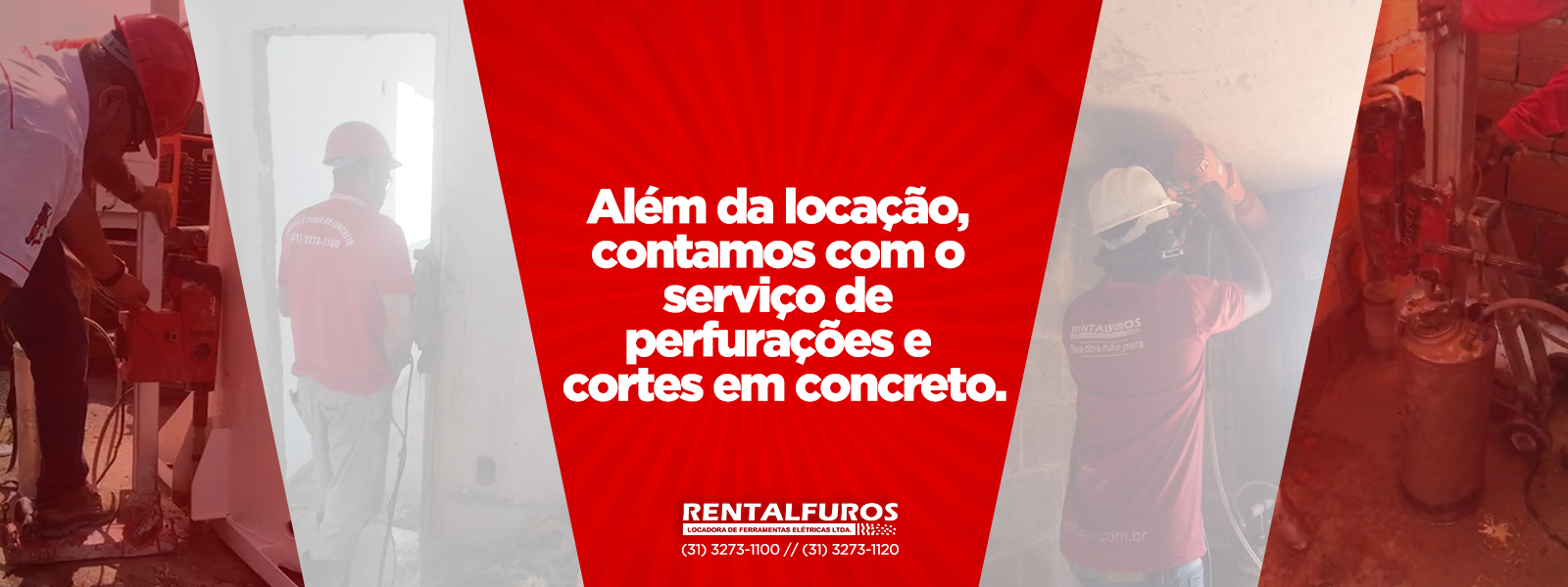 Além da locação, contamos com o serviço de perfurações e cortes em concreto - Lorem ipsum dolor sit amet, consectetur adipisicing elit, sed do e...Saiba mais.